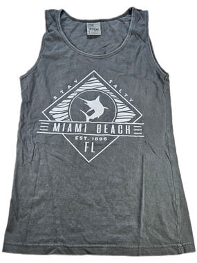 Tribe Miami Beach Men's Tank Top S Charcoal Gray Wash Graphic